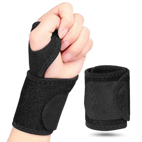 Adjustable wrist support brace for men and women with breathable material providing compression and protection during sports and daily activities